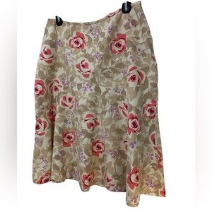 Floral Linen Blend Skirt, Size 12